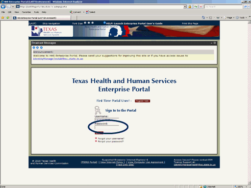Screenshot of Enterprise Portal Logon page